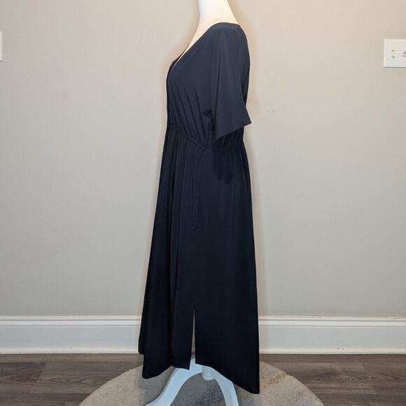 Soft Surroundings Go Lively Dolman Sleeve V-Neck Navy Blue Midi Dress Size Small - Picture 2 of 8